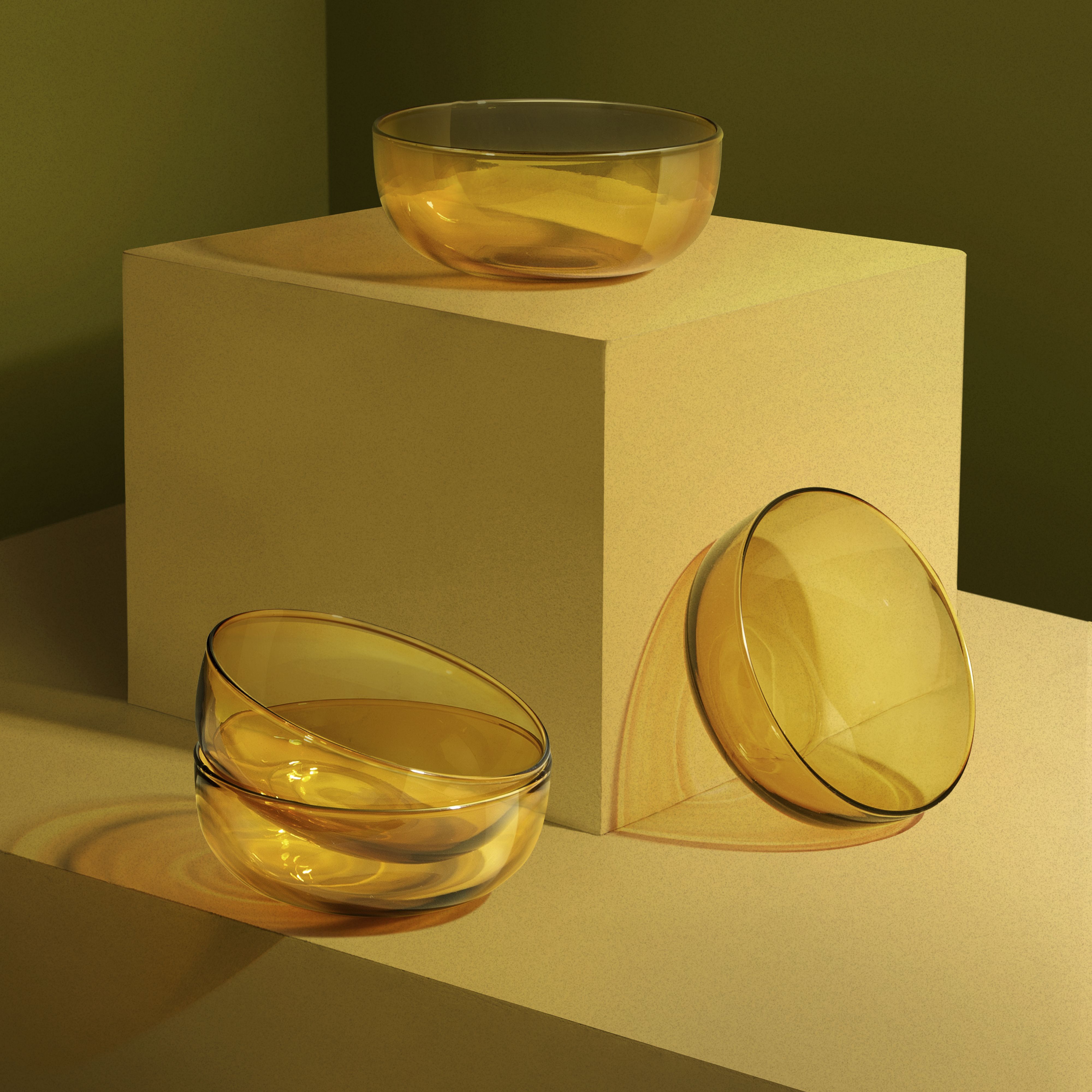 A collection of yellow bowls by Ikea