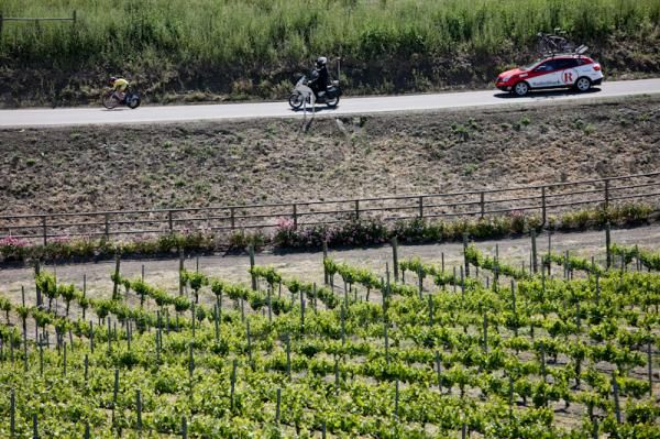 Chris Horner (RadioShack) rolling through the vineyards of Solvang.
