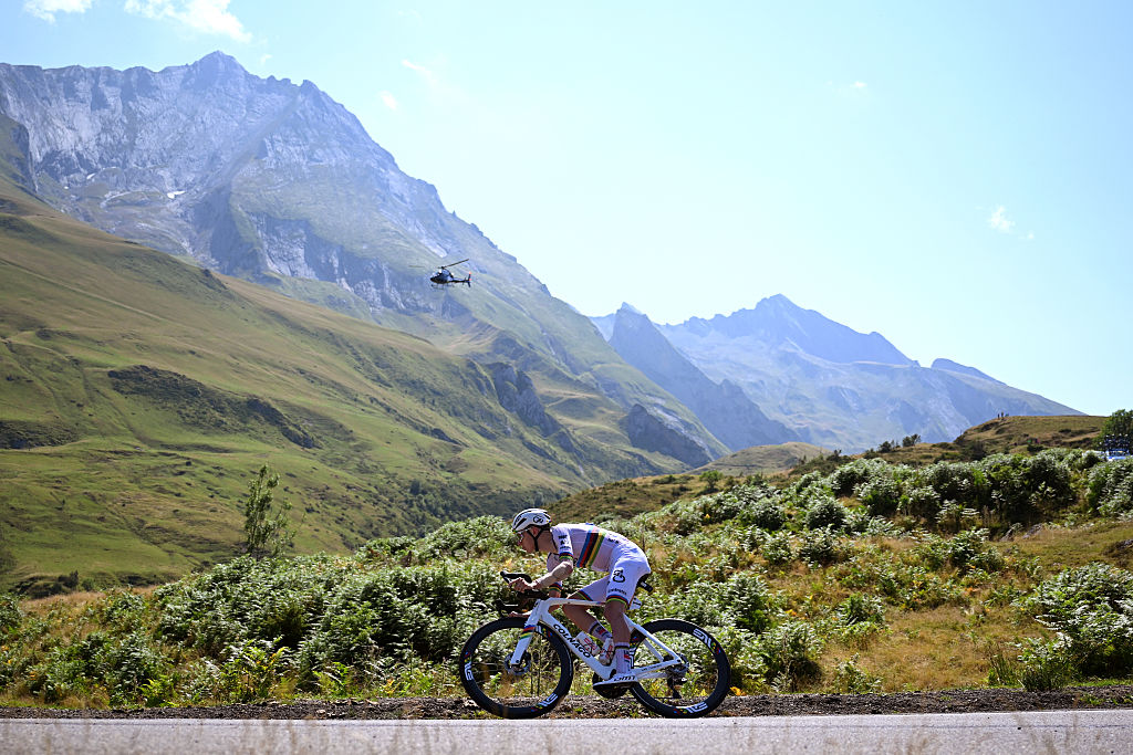 HAUTACAM, FRANCE - JULY 17: Tadej Pogacar of Slovenia and UAE Team Emirates - XRG competes during the 112th Tour de France 2025, Stage 12 a 180.6km stage from Auch to Hautacam 1519m / #UCIWT / on July 17, 2025 in Hautacam, France. (Photo by Dario Belingheri/Getty Images)