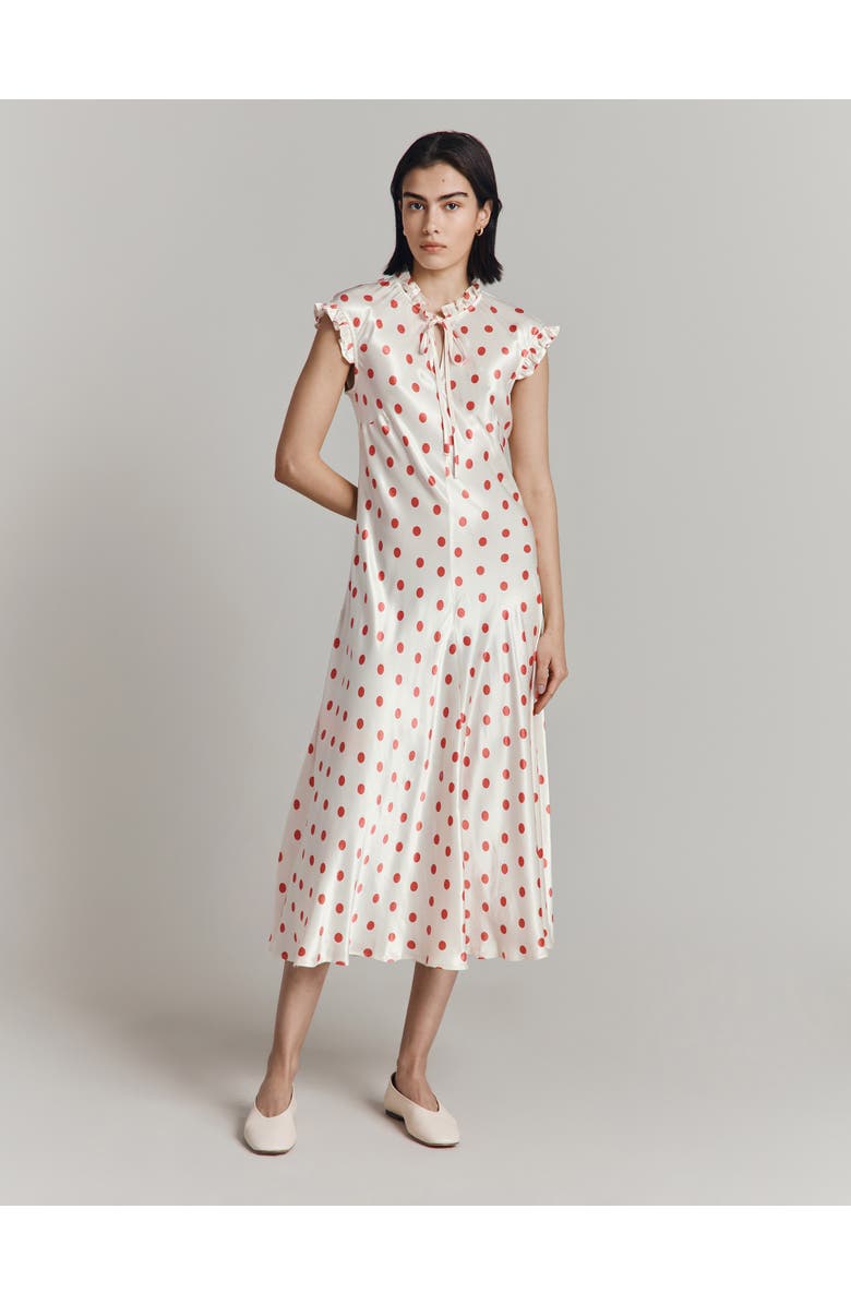 Cicely Polka Dot Satin Midi Dress