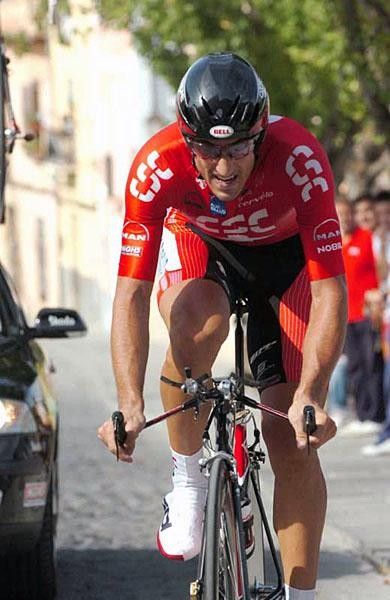 Fabian Cancellara (CSC) posted the second-fastest time of the day; only hundredths of a second behind Millar