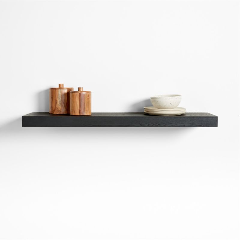 Black Elm Wood Floating Shelf 48&quot;