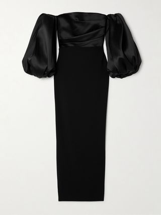 Carmen Off-The-Shoulder Satin-Twill and Crepe Gown