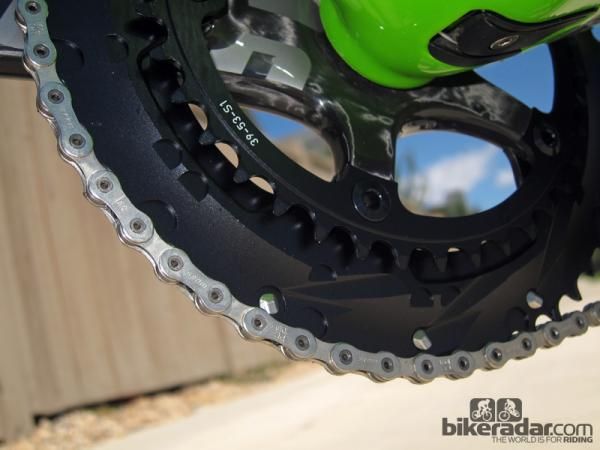 The outer chainring is thicker and stouter than before for improved shift performance.