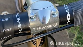 Thomson Dirt Drop gravel handlebar detail of clamping area while fitted to a bike