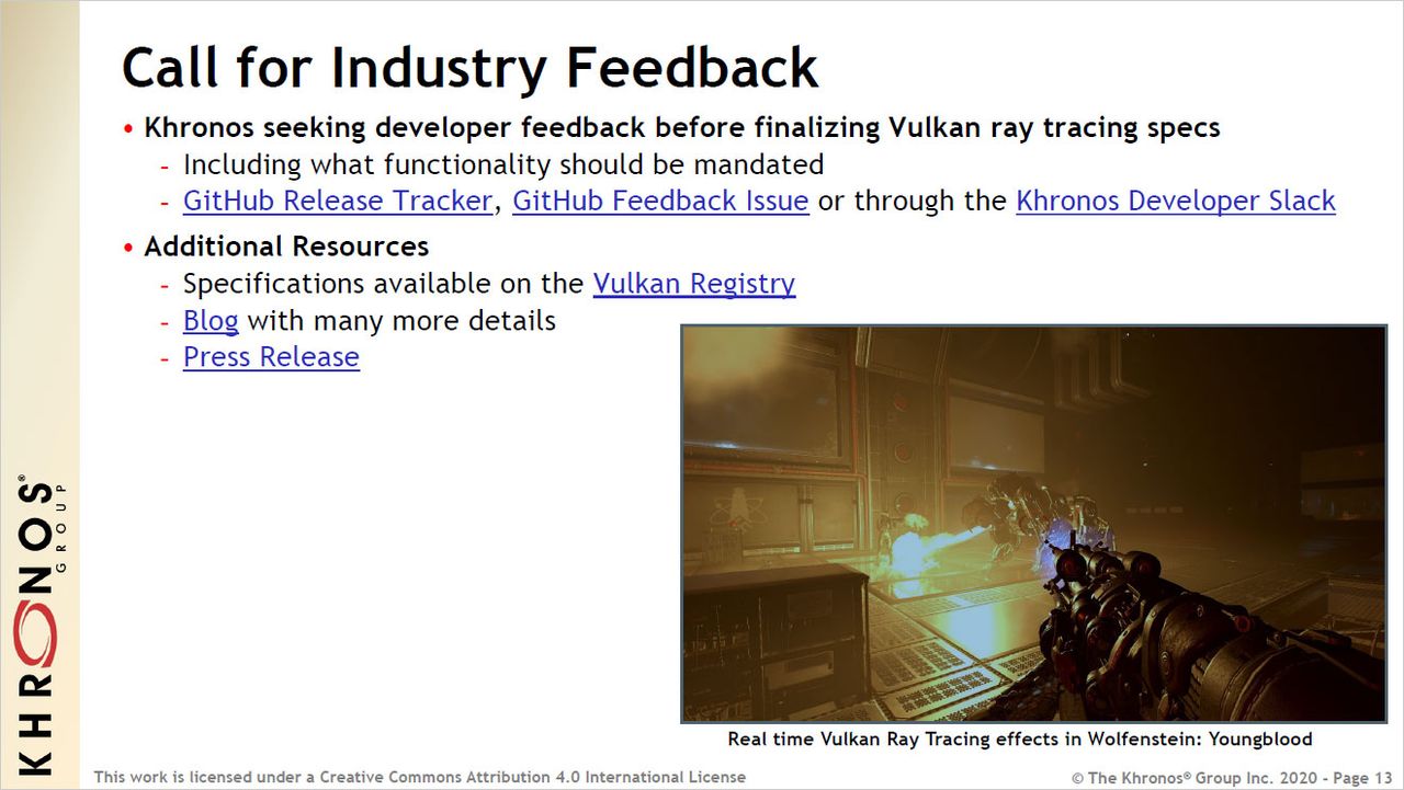 Vulkan Ray Tracing extensions slide deck from Khronos Group.