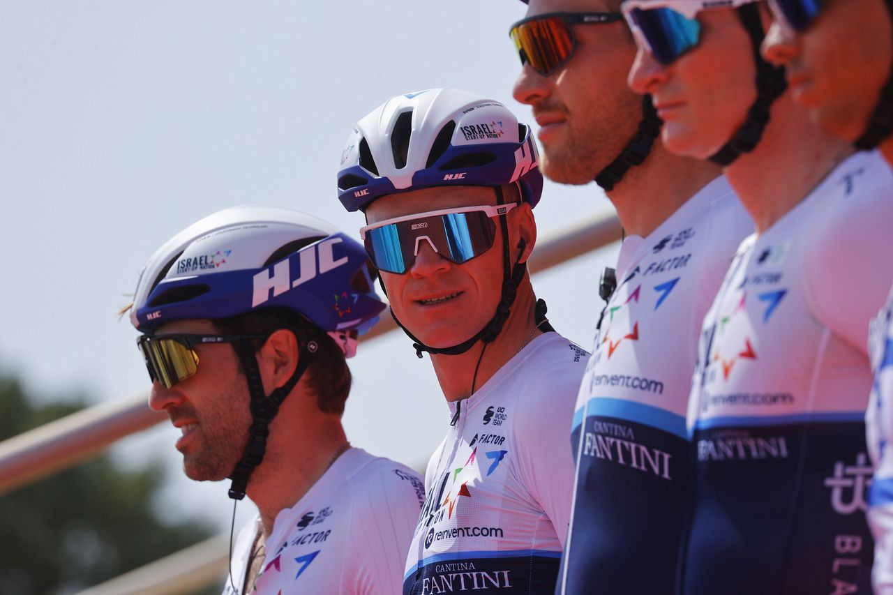 Chris Froome lines-up with his Israel Start-Up Nation teammates