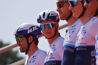 Chris Froome lines-up with his Israel Start-Up Nation teammates