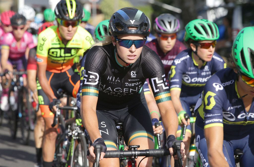 Former champion Peta Mullens in the bunch