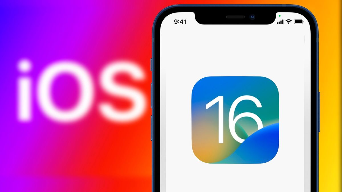 iOS 16 logo on iPhone 