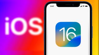 iOS 16 logo on iPhone 