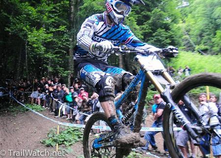 Gee Atherton (Commencal) soaring to victory.