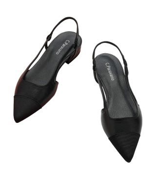 C.paravano Women's Slingback Flats | Pointed Toe Flat Shoes | Slip on Dress Shoes | Comfort Casual Sandals (size 7,black Flat)