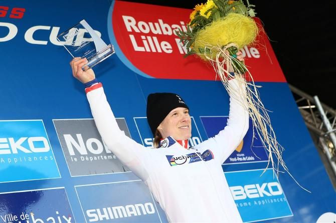 Katie Compton (Trek Cyclocross Collective) remains in the World Cup lead after the Roubaix, France round.