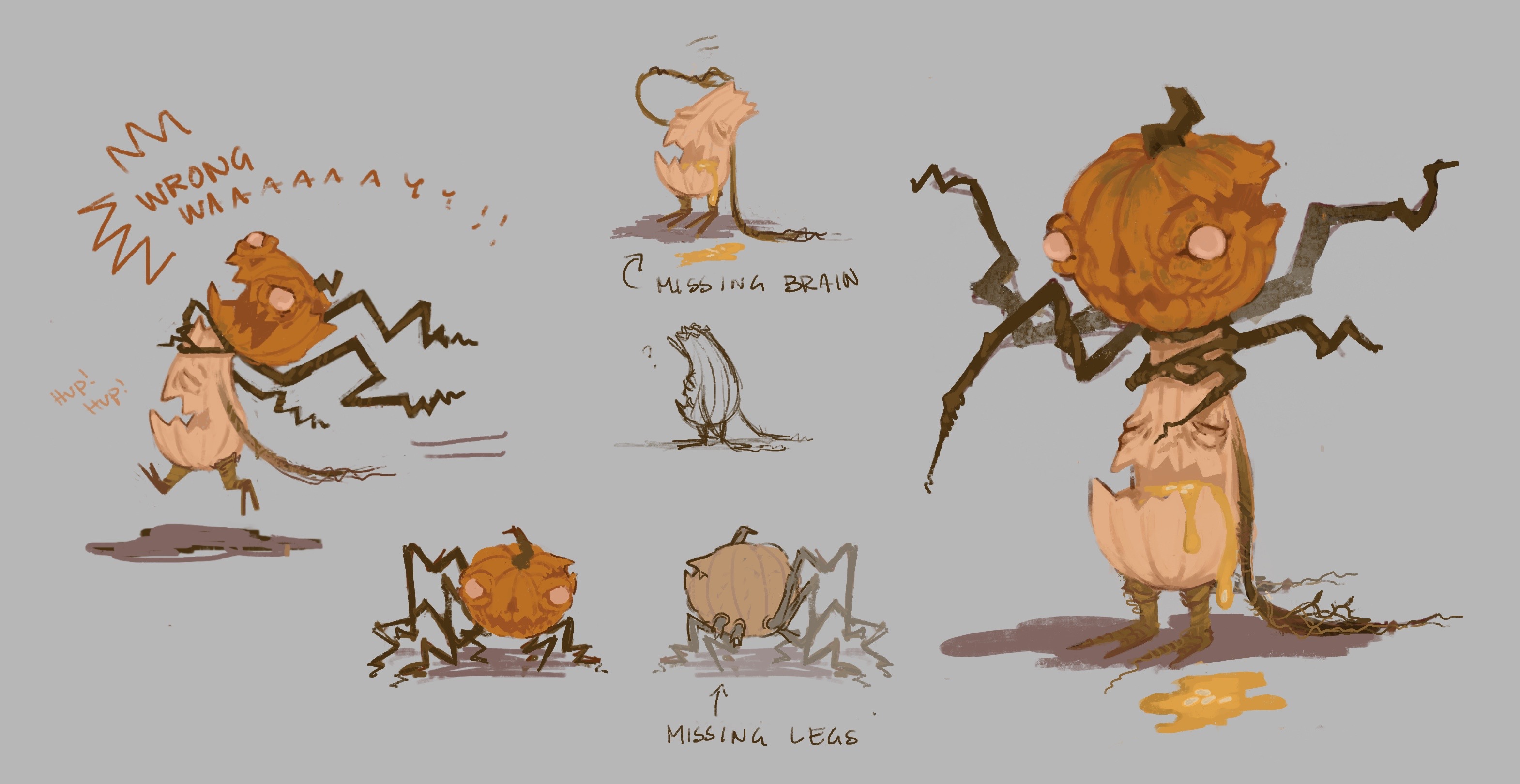 A sketch of a pumpkin character for the video game R&auml;fven
