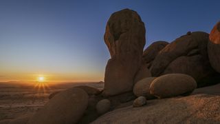 The Spitzkoppe is a group of bald granite peaks or inselbergs located between Usakos and Swakopmund in the Namib desert of Namibia. The granite is more than 120 million years old and the highest outcrop rises about 1,728 metres (5,669 ft) above sea level.