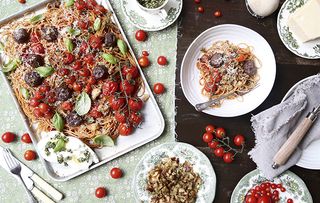 Venison meatballs with roasted tomatoes