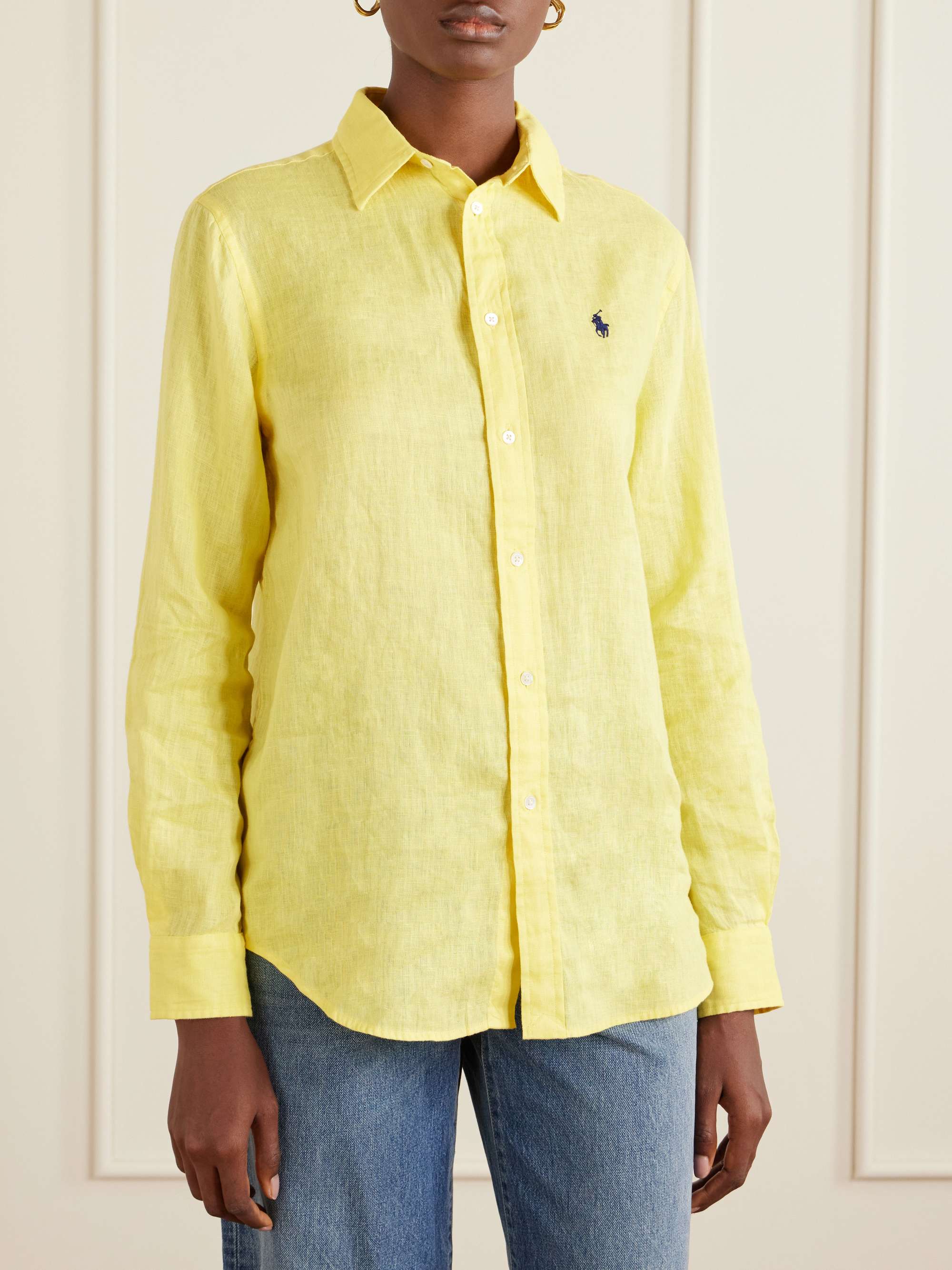 Logo-Embroidered Linen Shirt
