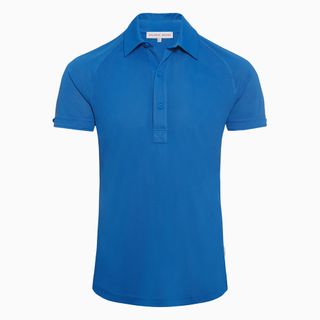 Bold blue polo shirt