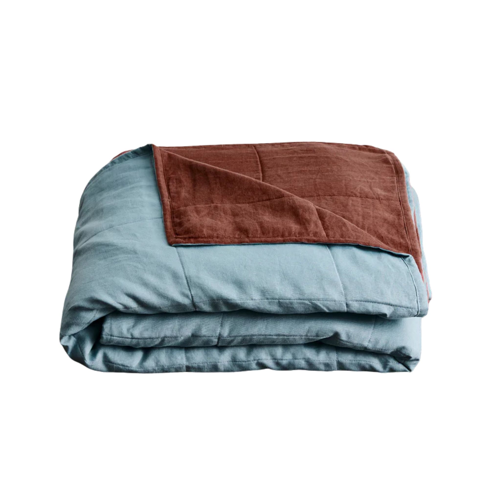 Bed Threads, Cacao &amp;amp; Lagoon Two-Tone Quilt