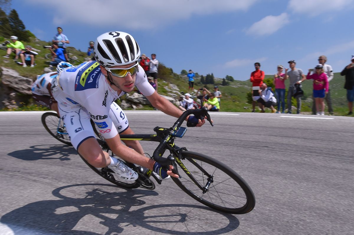 Adam Yates in the white jersey at the Giro d'Italia