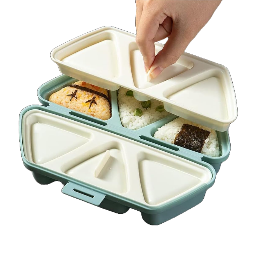 a stock photo of an origiri mold that makes 6 rice shapes at once
