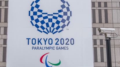 Paralympic games promotional banner at Tocho building