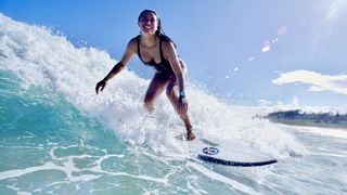 Malia Manuel wears G-Shock GLX while surfing