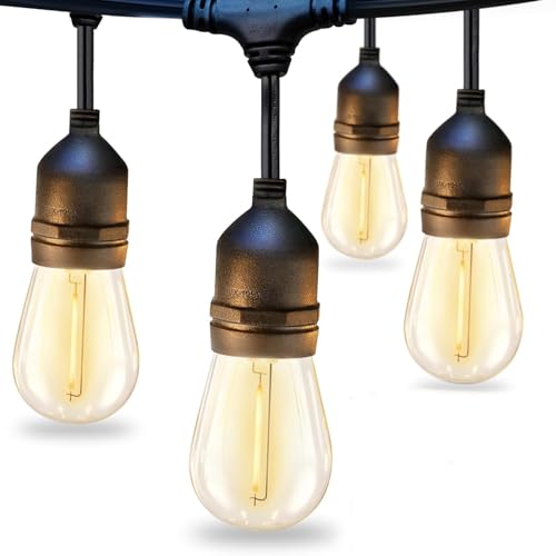 Dotrvmp Led Outdoor String Lights S14 128ft/39m Festoon Lights With Edison Vintage Shatterproof Bulbs E27 Base Commercial Grade Ip65 Weatherproof -Garden Lights for Patio 2700k Warm White
