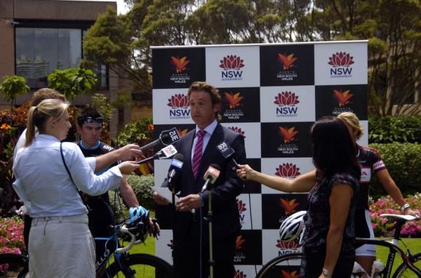 Garmin-Cervelo's Matt White hosted the event launch at NSW Parliment House.