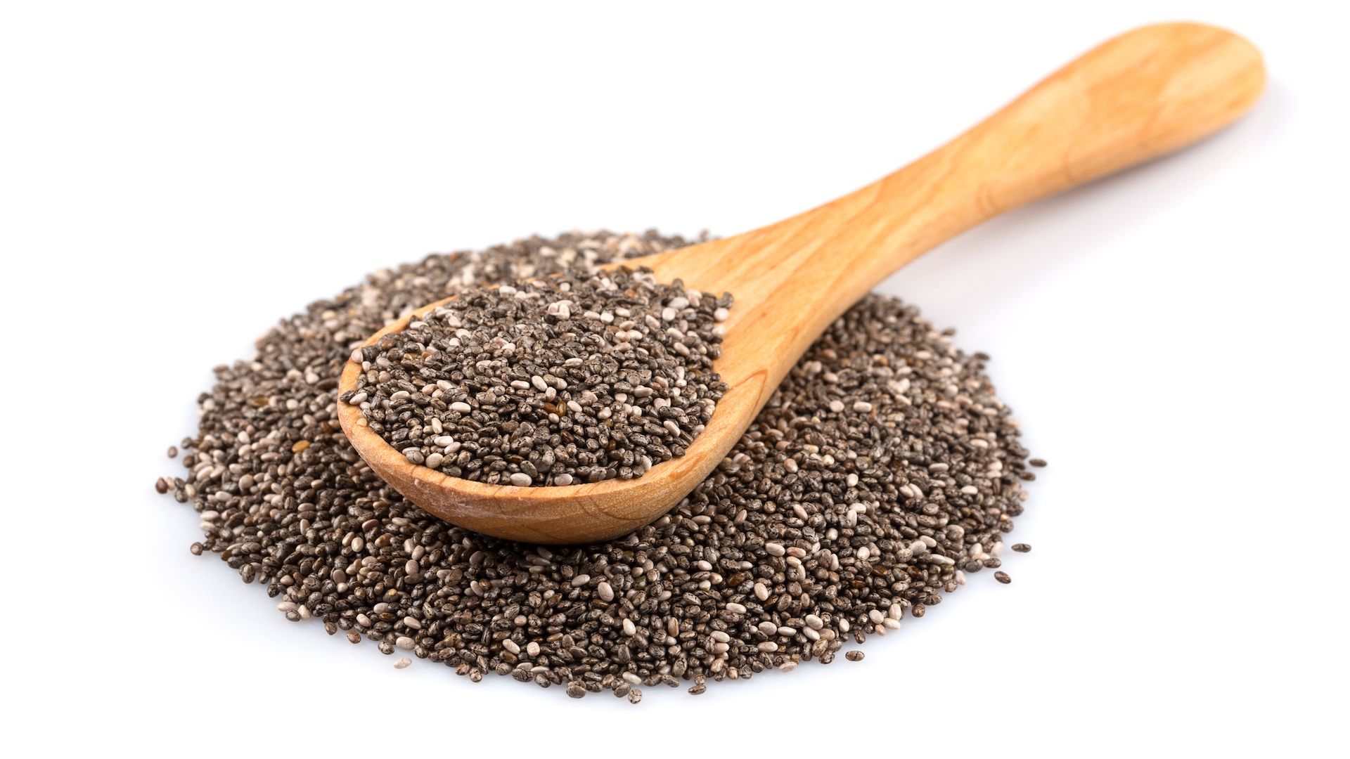 Chia seeds on spoon