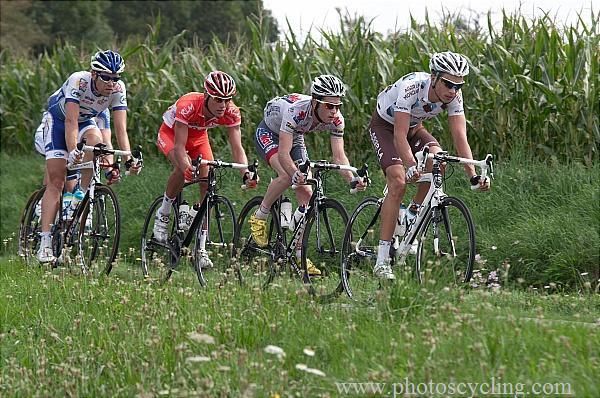 Micka&euml;l Ch&eacute;rel leads Th&eacute;o Vimpere, Anthony Colin and Cyril Lemoine in the early break.