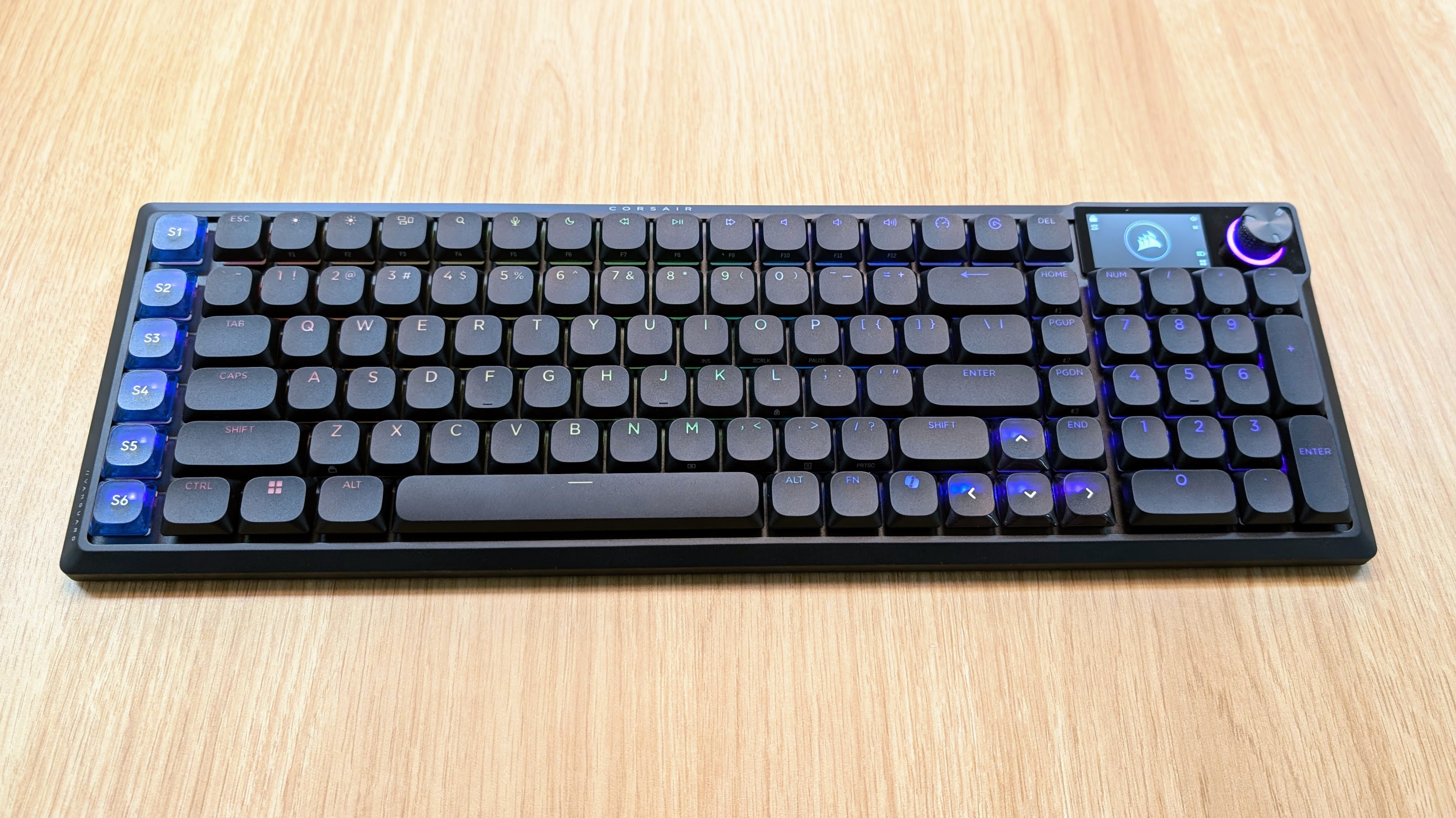 Corsair Vanguard Air 99 Wireless keyboard on a desk.