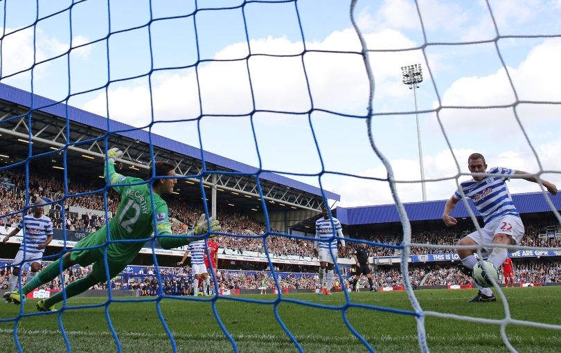 Richard Dunne scores an own goal against Liverpool