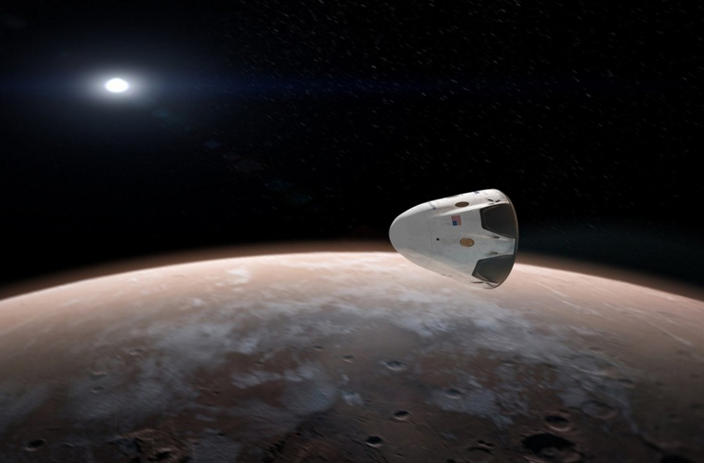 SpaceX&#039;s Dragon orbiting Mars