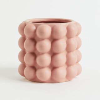 H&M Plant Pot with Bubbles in pink