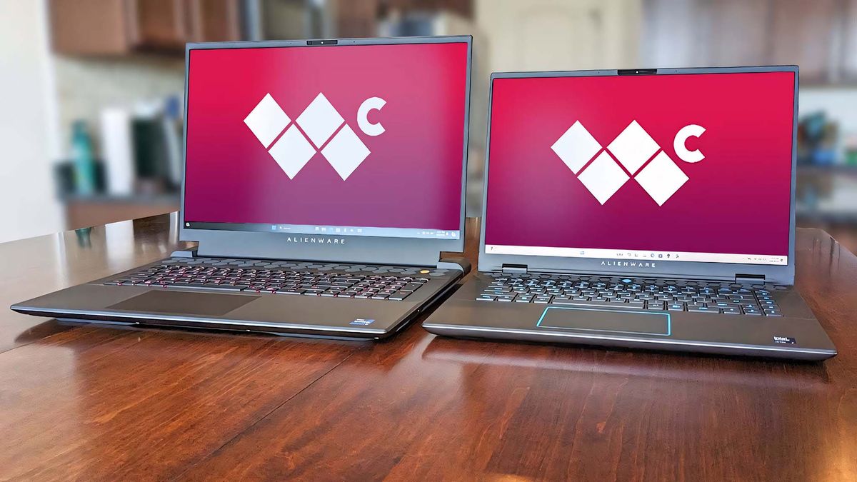 Alienware m18 R2 beside m16 R2.