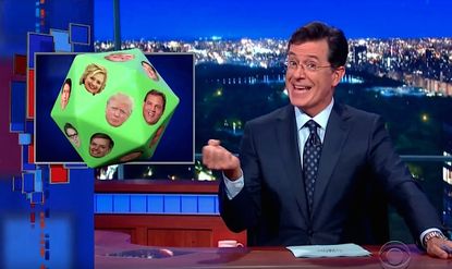 Stephen Colbert pitches merch for undecided voters