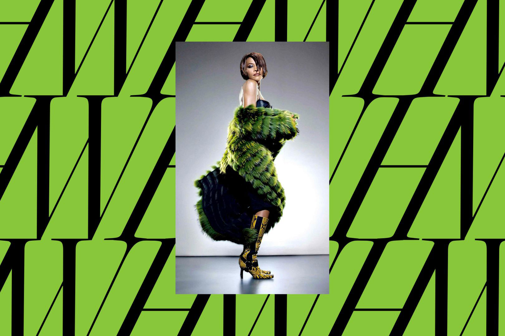 Whitney Houston green graphics