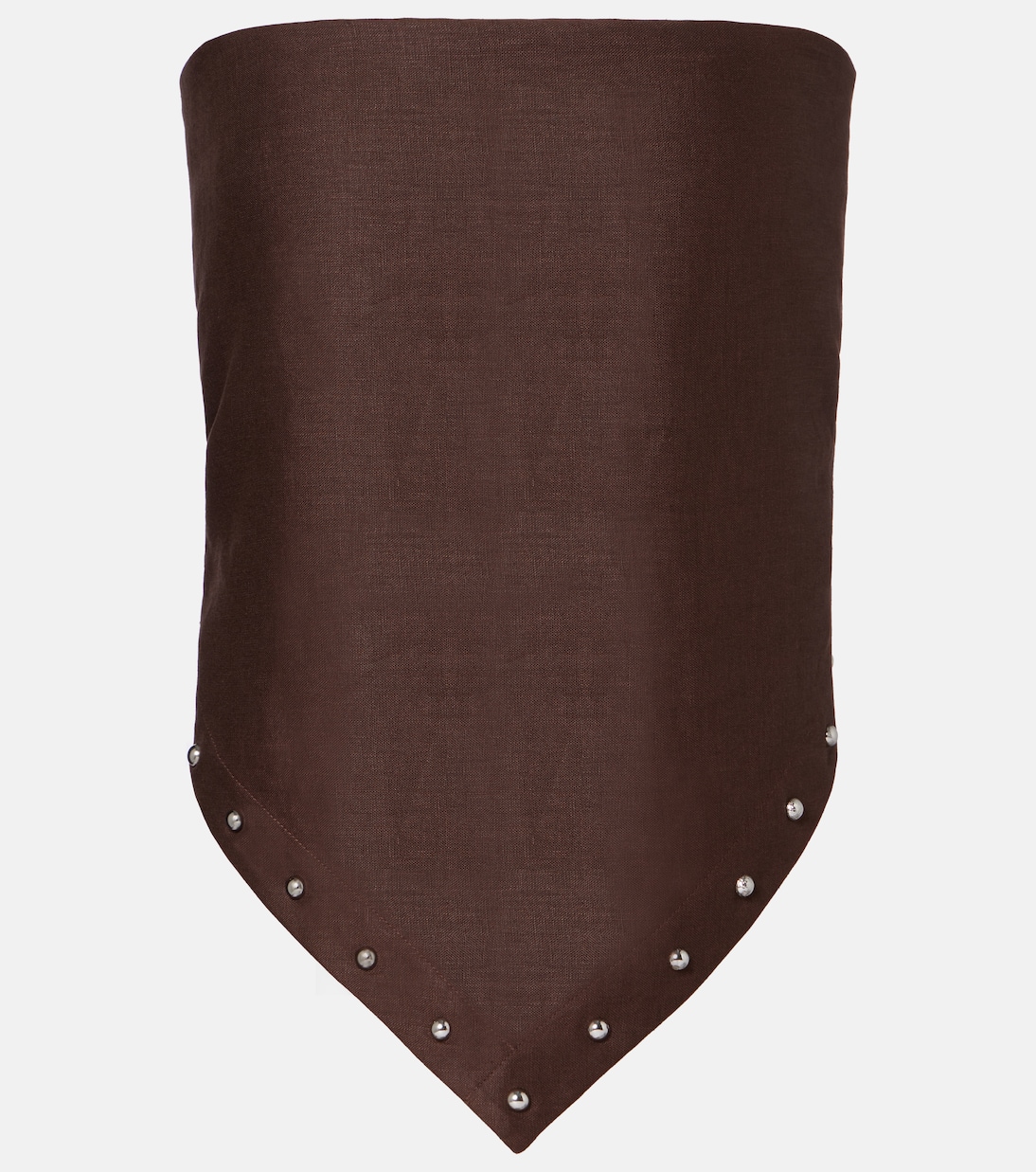 Samara Studded Strapless Linen Top in Brown - Staud
