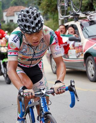 Freddy Emir Montaña (Boyaca Orgullo De America) won the stage 8 mountain time trial, finishing atop the first category San Juan de Chicua climb.