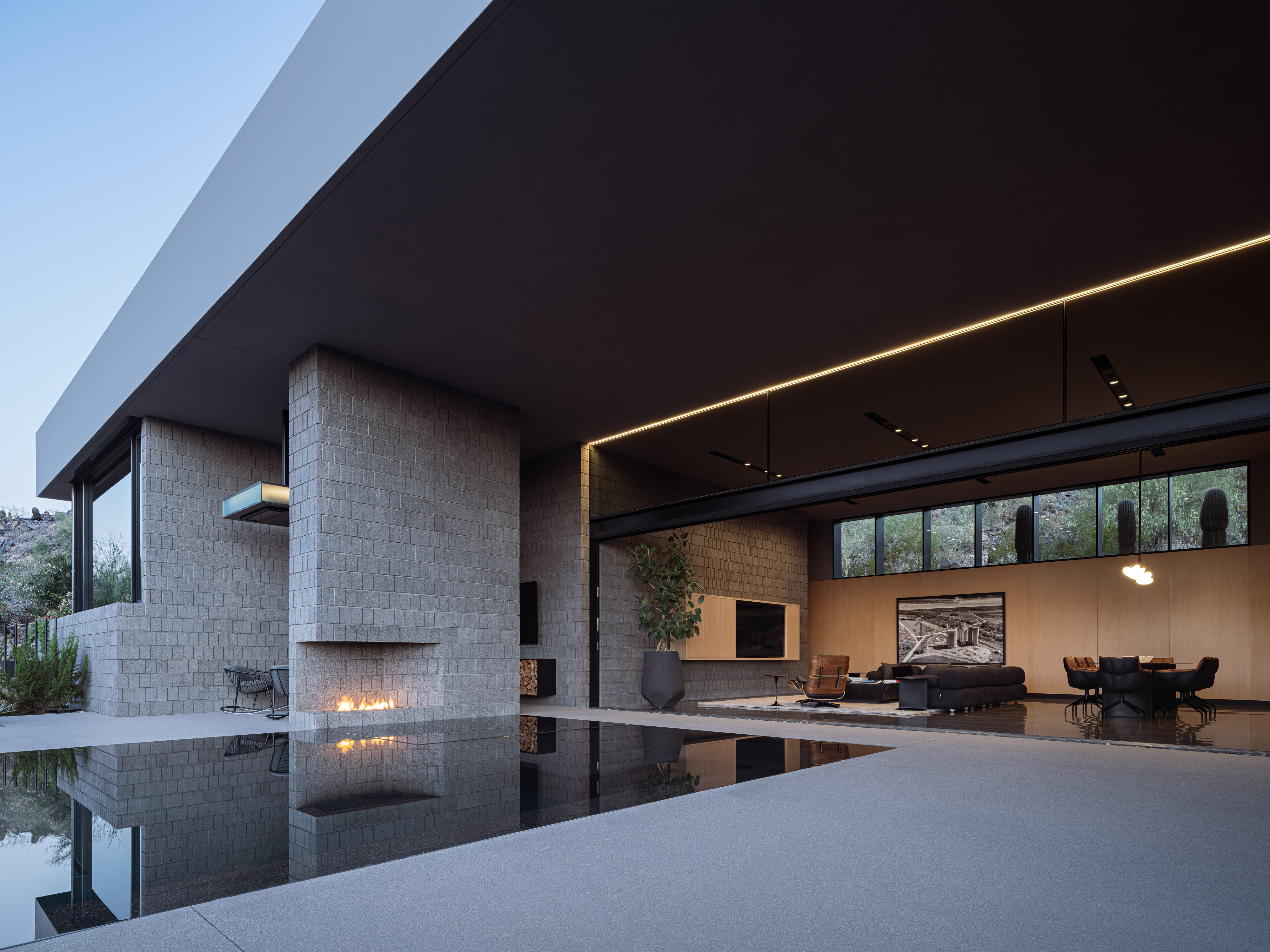 Arizona home Shifted Horizon by A-I-R, block built minimalist home, textured and monolithic looking in desert environment