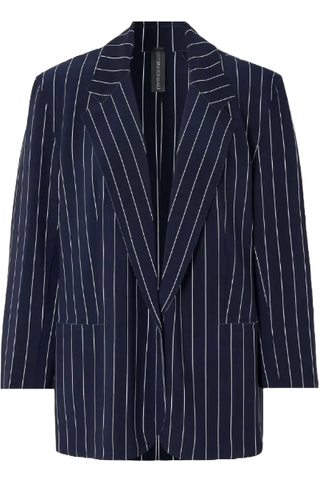 Norma Kamali Oversized Pinstriped Stretch-Jersey Blazer (Was $365) 