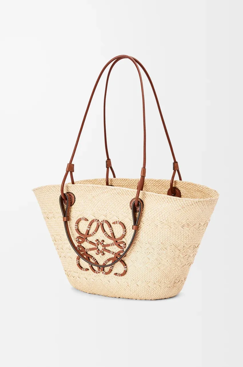 Loewe, Medium Anagram Basket Bag in Iraca Palm and Calfskin