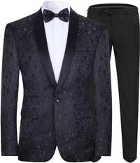 Mens 2 Piece Jacquard Tuxedo Suit - £75.99