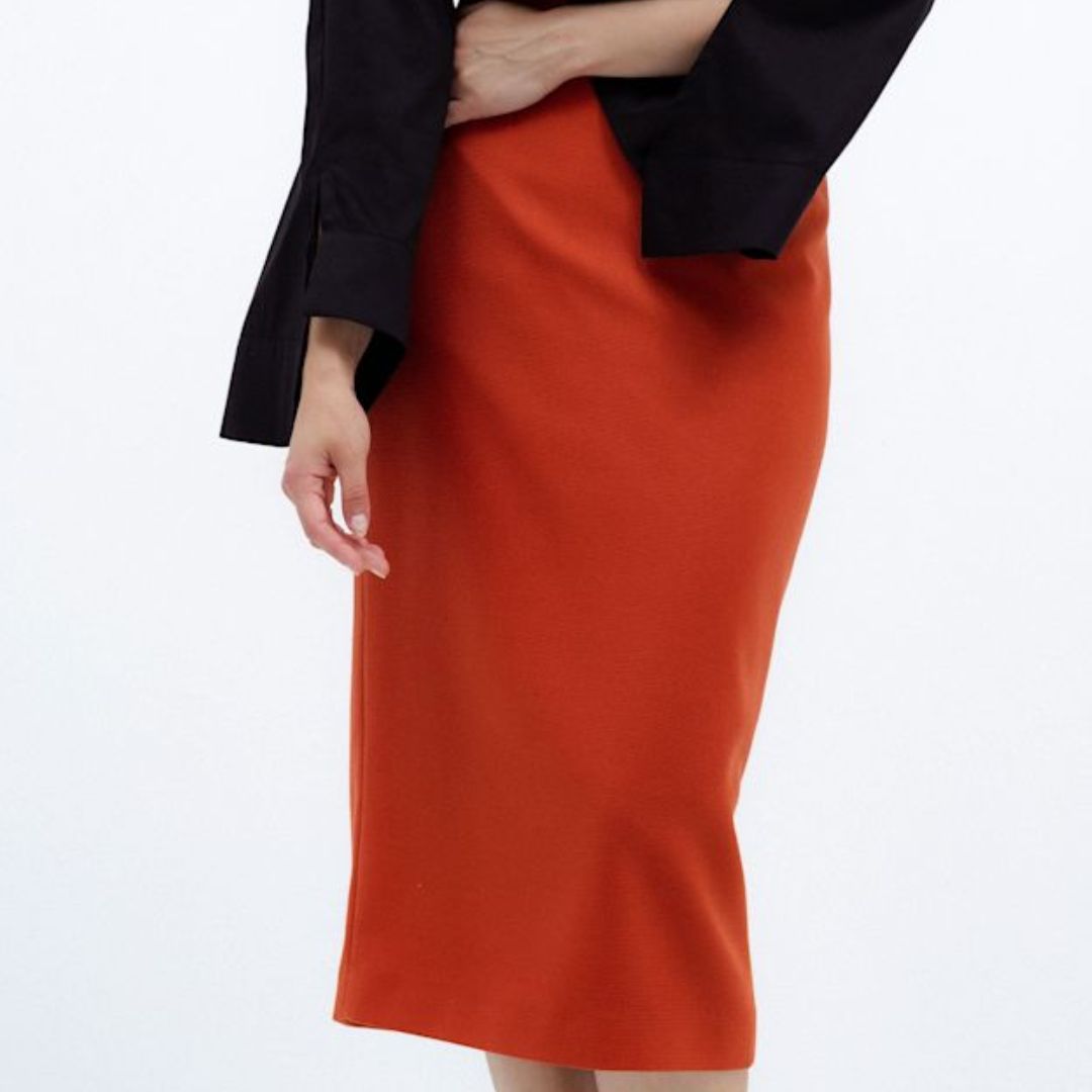 InAvati Midi Rust Orange Skirt