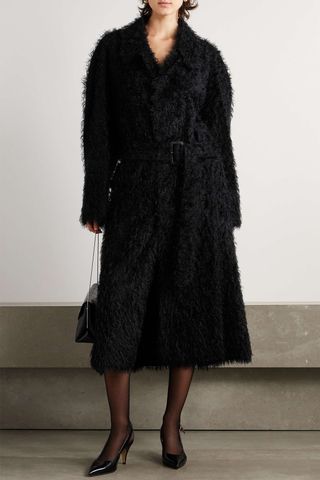 Carven Belted Faux-Shearling Coat