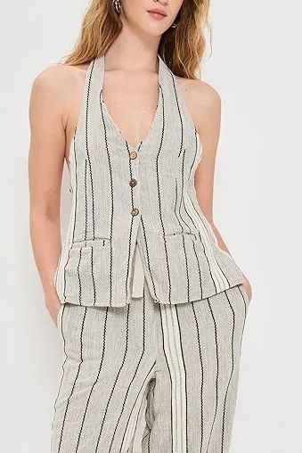 Free People Take Me to Paris Striped Two Piece Set