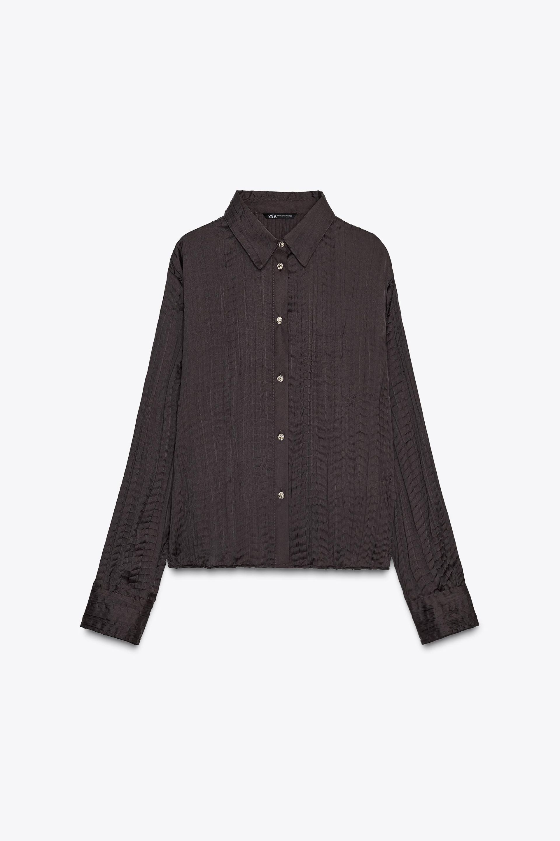 Crinkled Satin Effect Oversized Shirt