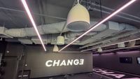 The interior of Change fitness center. 